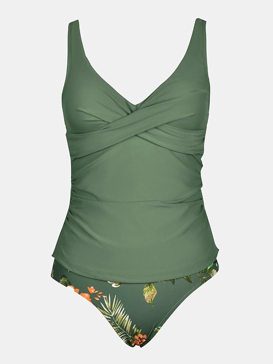Thumbnail 4 de CUPSHE Damen Tankini Set V-Ausschnitt Wickeloptik – Zweiteiliger Badanzug mit Bauchweg-Raffung