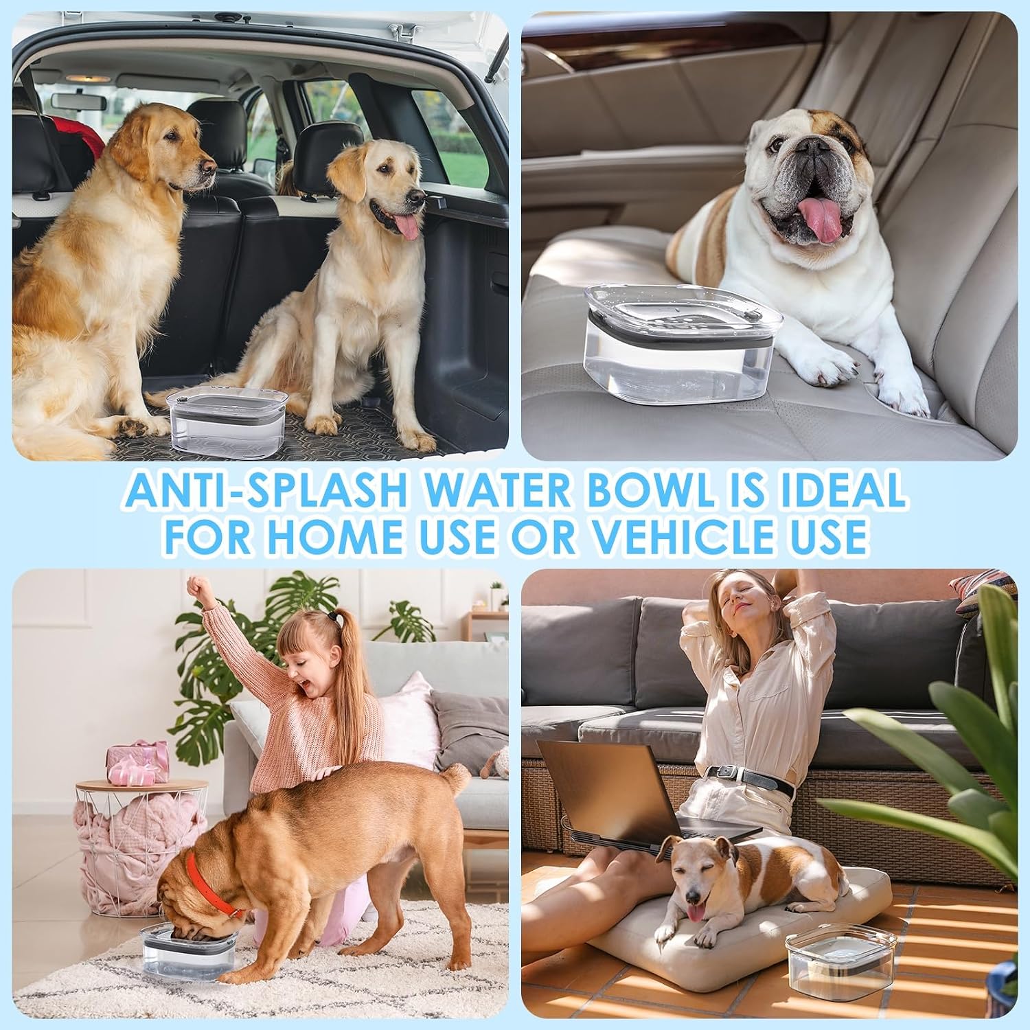 Detalle de AONKEY DWB24-806032 3L Dog Water Bowl with Floating Slow-Drinking Disk