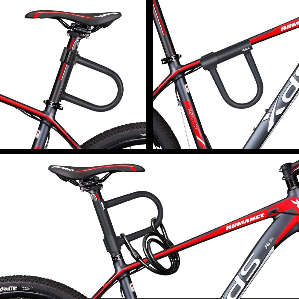 Detalle de Lucchetto a U per bici con cavo da 1,2 m e staffa di montaggio – alta sicurezza anti-taglio