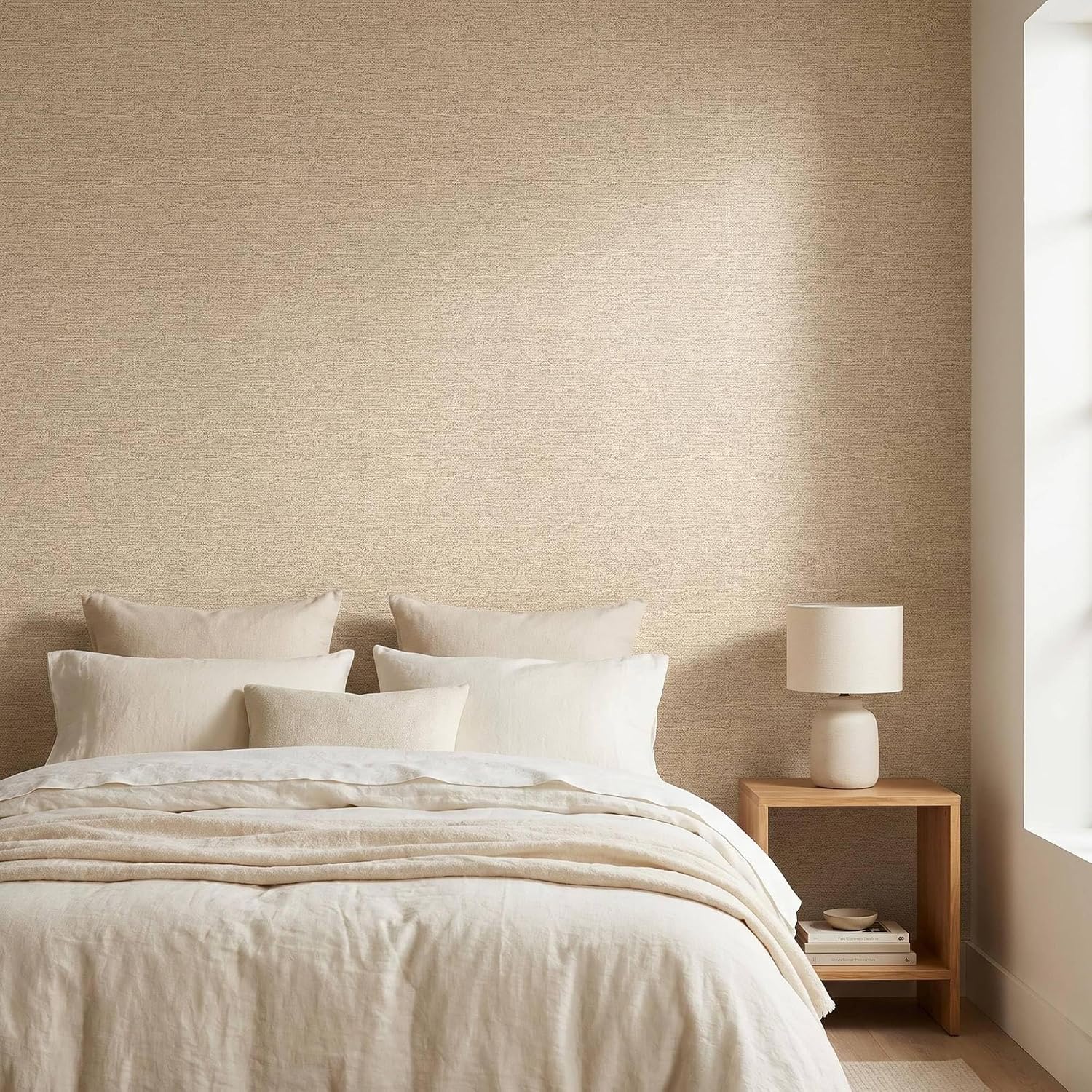 Thumbnail 3 de Boeoanay MABUWENKQ45025 Grasscloth Wallpaper, Khaki PVC, 17.5 x 98 in