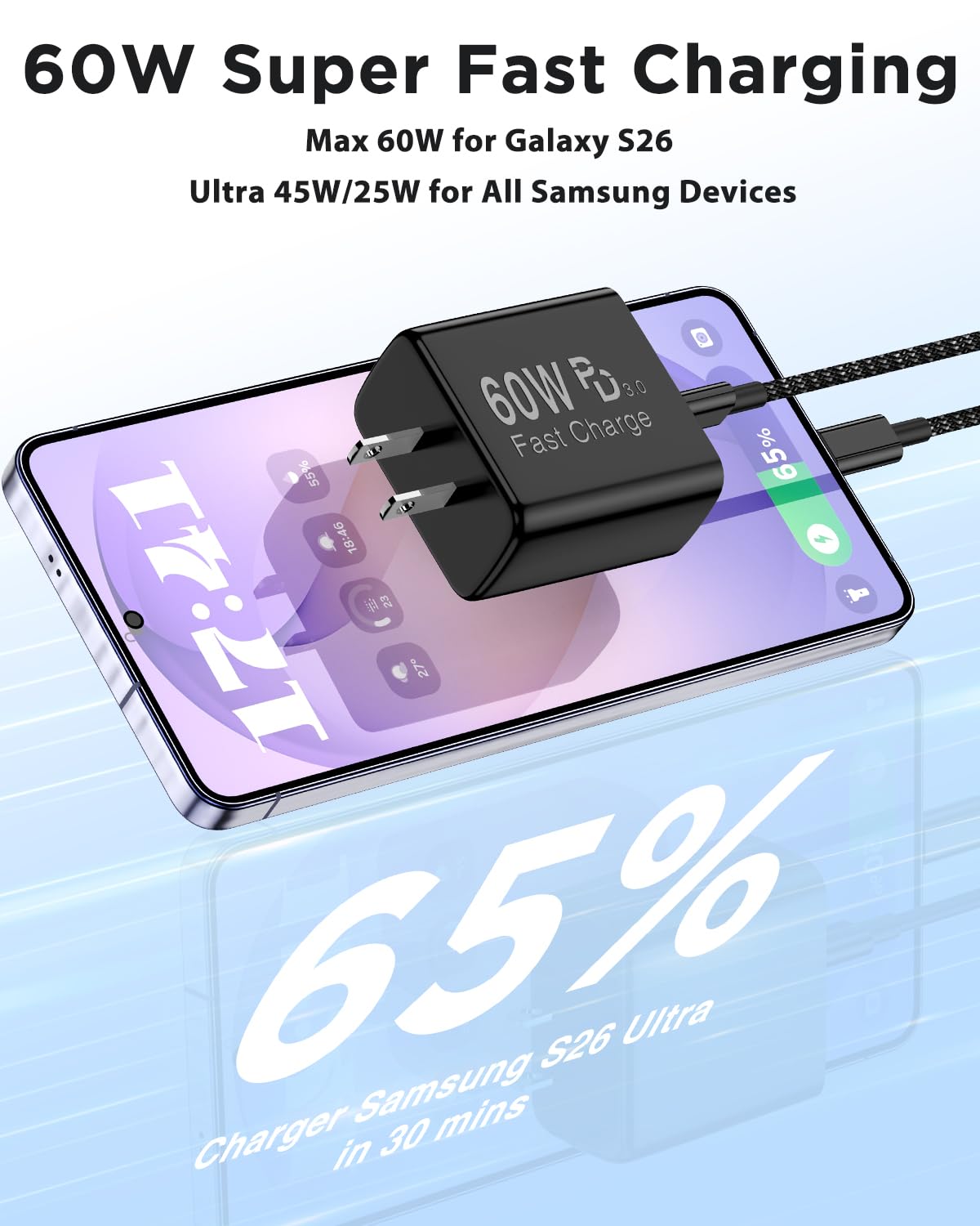 Thumbnail 2 de Samsung 45W USB C Fast Charger 3 Pack 10ft