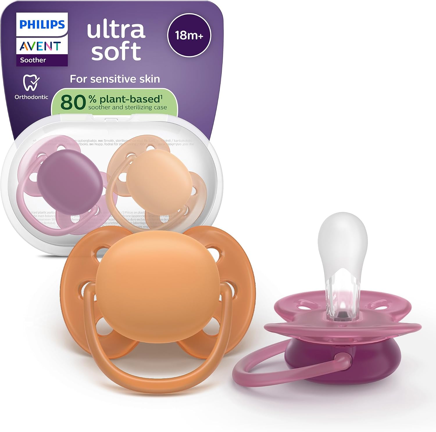 Detalle de Philips Avent Ultra Soft SCF093/08 fopspeen, 18+ maanden, siliconen, set van 4