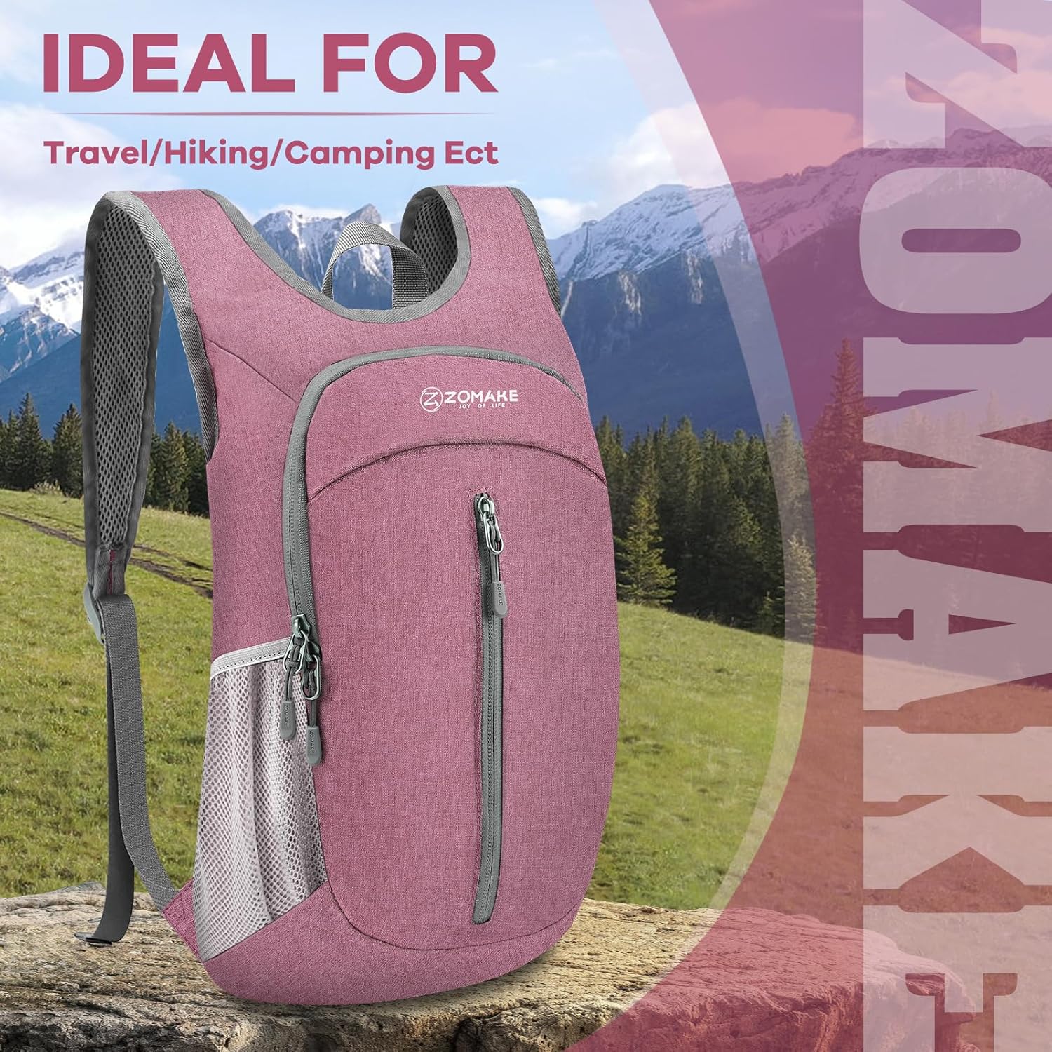 Detalle 2 de ZOMAKE 10L Foldable Backpack: Lightweight Daypack for Travel, Hiking and Everyday Use