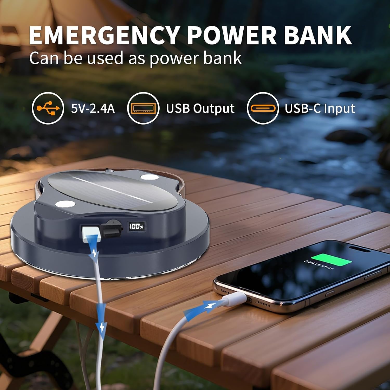 Thumbnail 4 de LETOUR Camping Lantern Rechargeable 2000LM: Bright, versatile and USB/solar powered for outdoor use