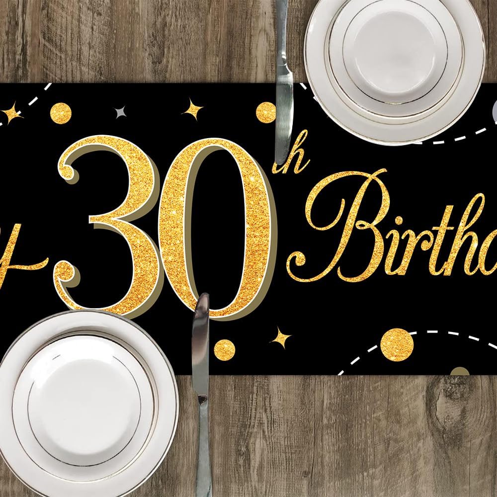 Thumbnail 2 de Tischläufer „Happy Birthday“ 30 schwarz-gold, 35x180 cm – 300D Oxford Stoff