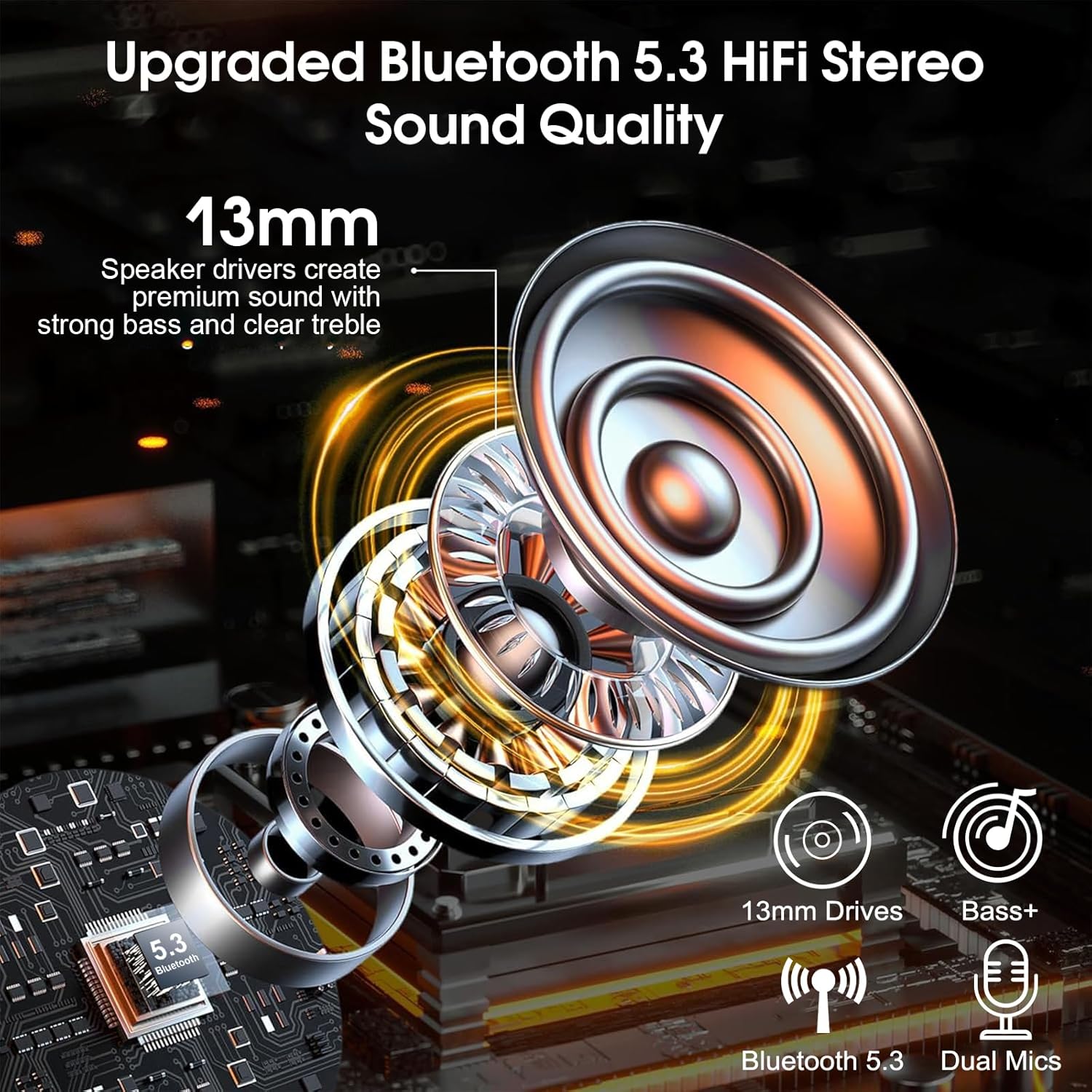 Detalle 2 de Atheewon V5.3: Kabelloses Bluetooth-Headset-Set mit ENC-Dualrauschunterdrückung und LED-Ladebox