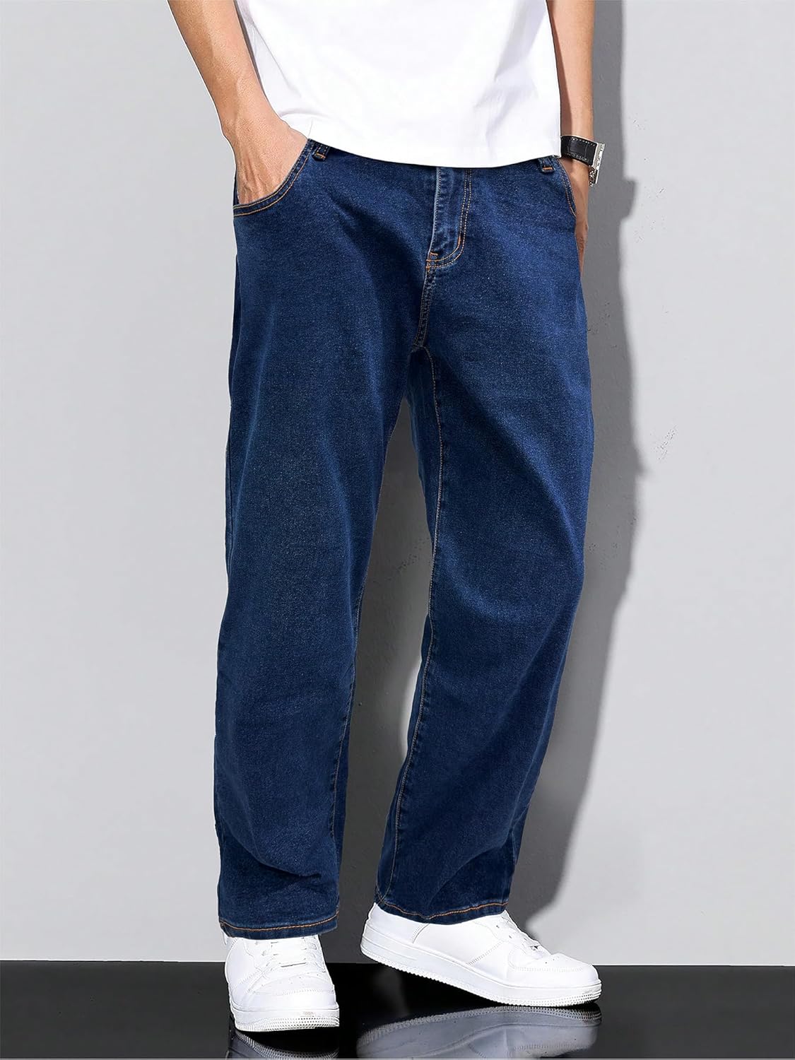 Detalle de JMIERR Herren Baggy Jeans – Weite, Stretch & Vintage Y2K Stil