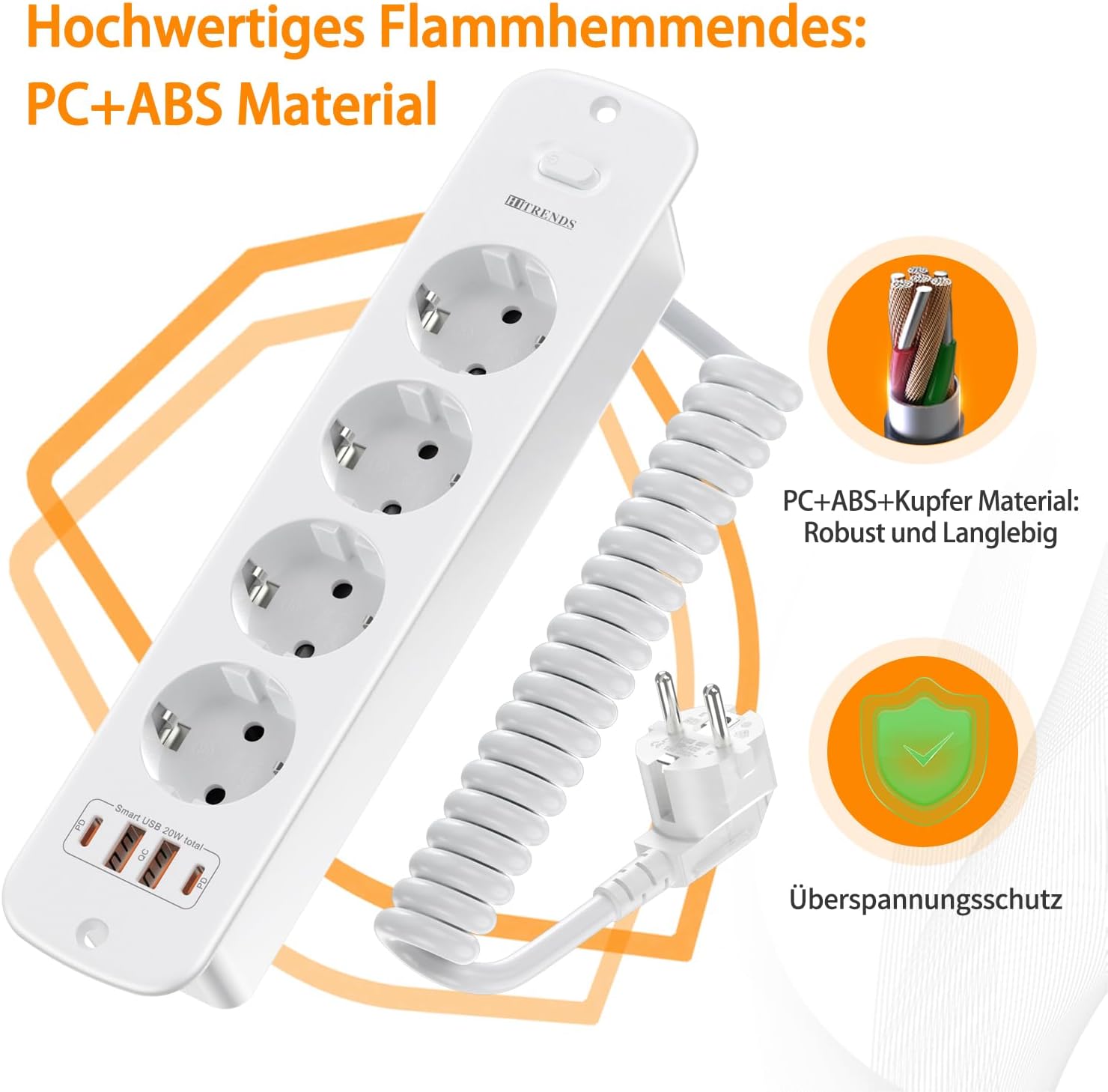 Detalle 1 de Tischsteckdose 4-fach mit USB C