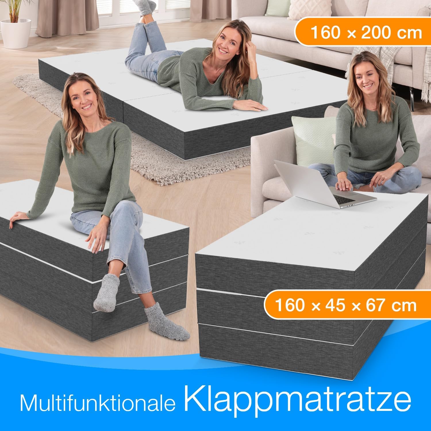 Detalle de ELONEO Materasso Pieghevole 2 Persone – 160x200 cm, 15 cm di Spessore, Schiuma Viscoelastica