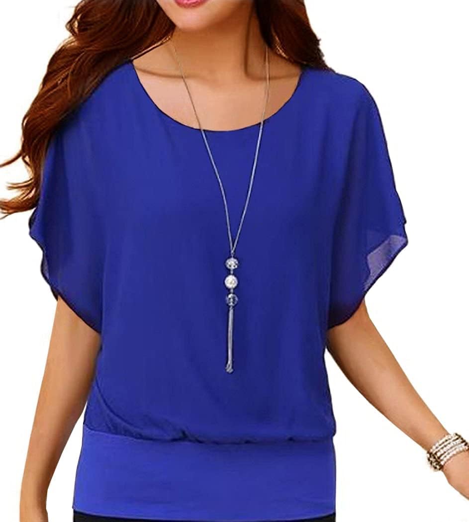 Thumbnail 5 de Neineiwu Damen Batwing-Bluse mit Rundhalsausschnitt – kurzarm, Viskose/Elasthan, Blumenmuster