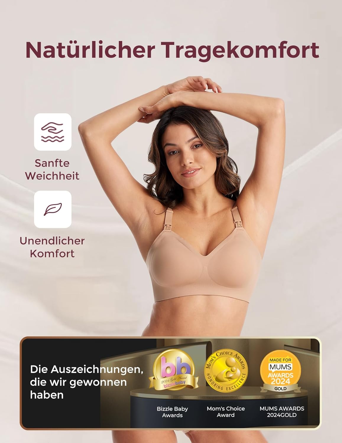 Detalle 2 de Momcozy Still-BH ohne Bügel: Nahtloser, gepolsterter Still-Bralette für Alltag und Schlaf