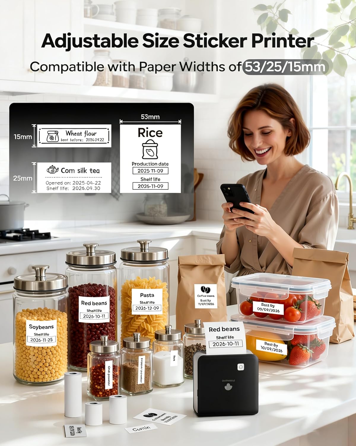 Thumbnail 2 de Phomemo M02 Pro : mini imprimante photo portable sans fil (300 dpi) avec rouleaux de papier pour étiquettes