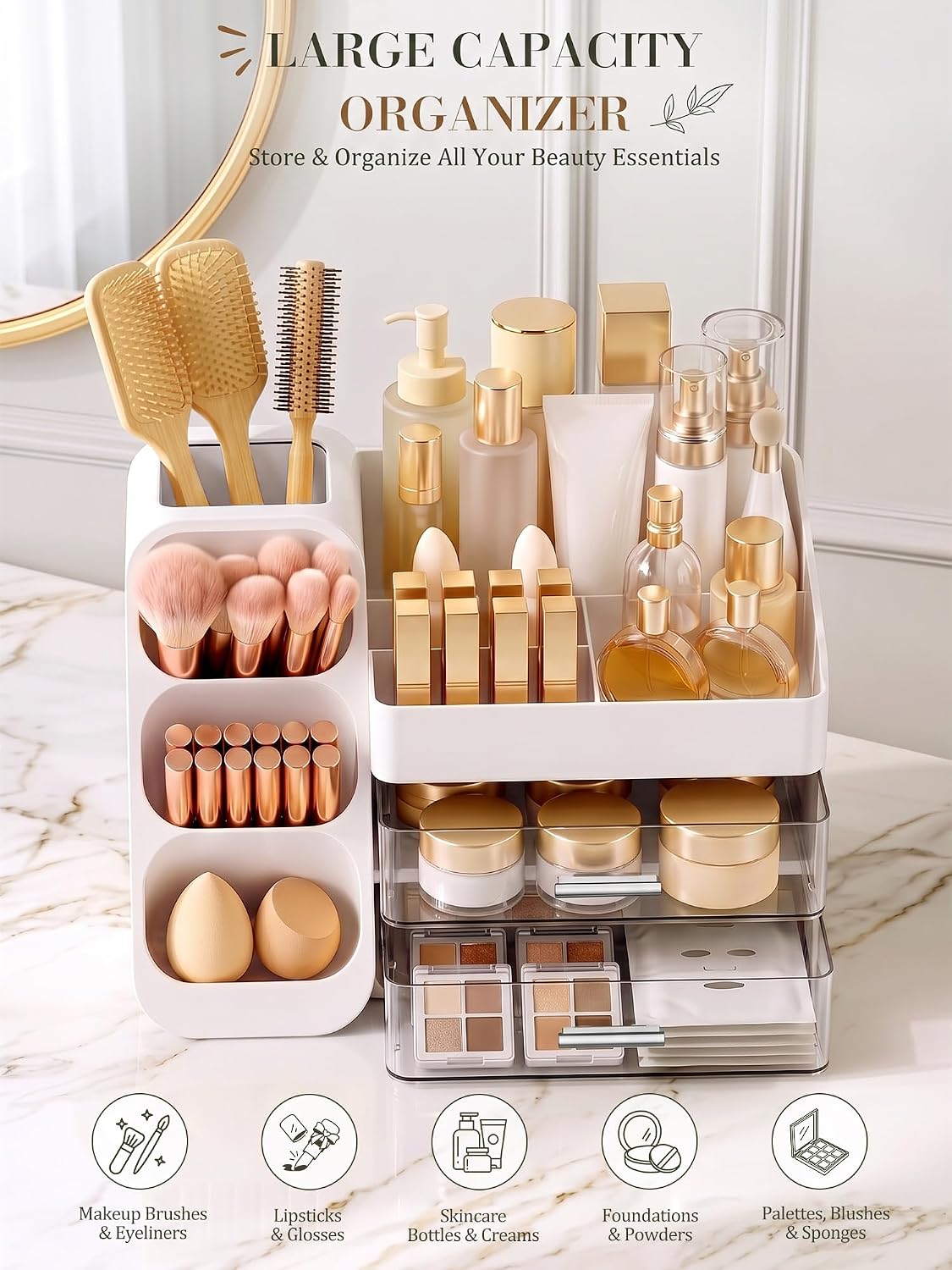 Detalle de KQJS Makeup Organizer, White