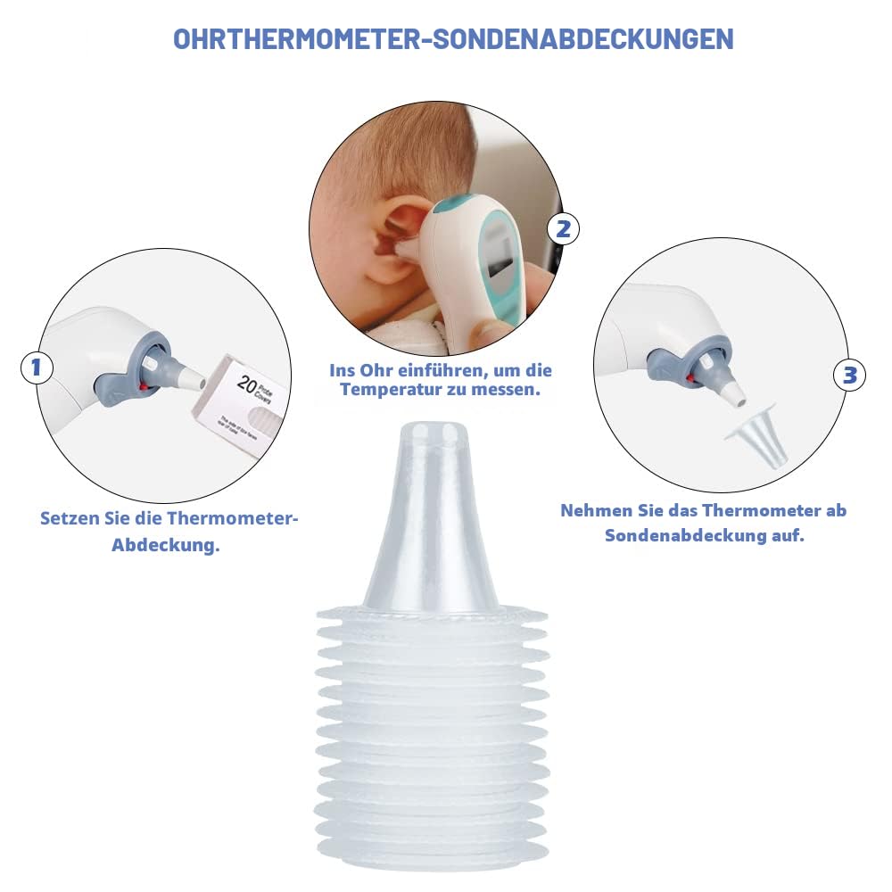 Thumbnail 2 de 100 Stück Braun Fieberthermometer Schutzkappen für Ohrthermometer – Einweg-Ersatzkappen