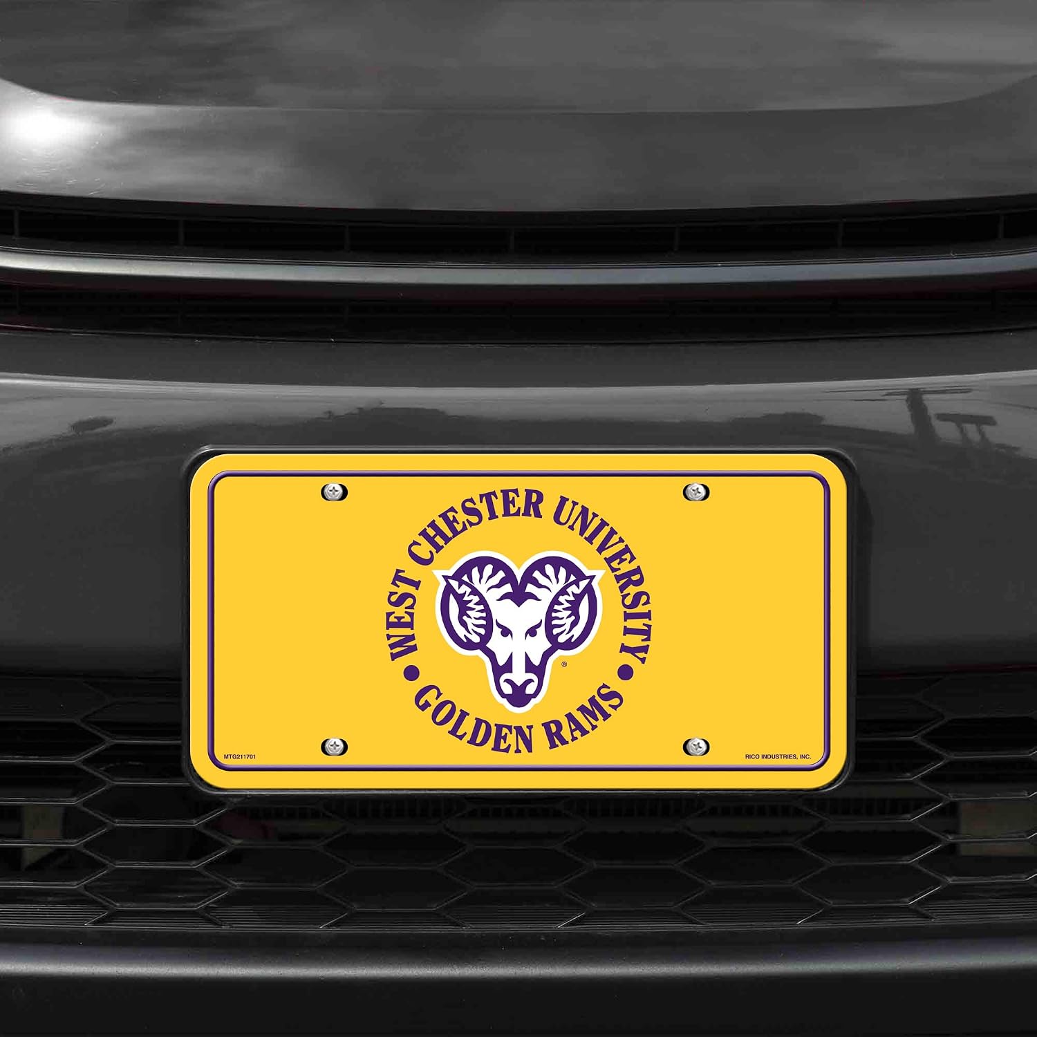 Detalle de Rico Industries NCAA West Chester Golden Rams Metal Auto Tag, 6" x 12