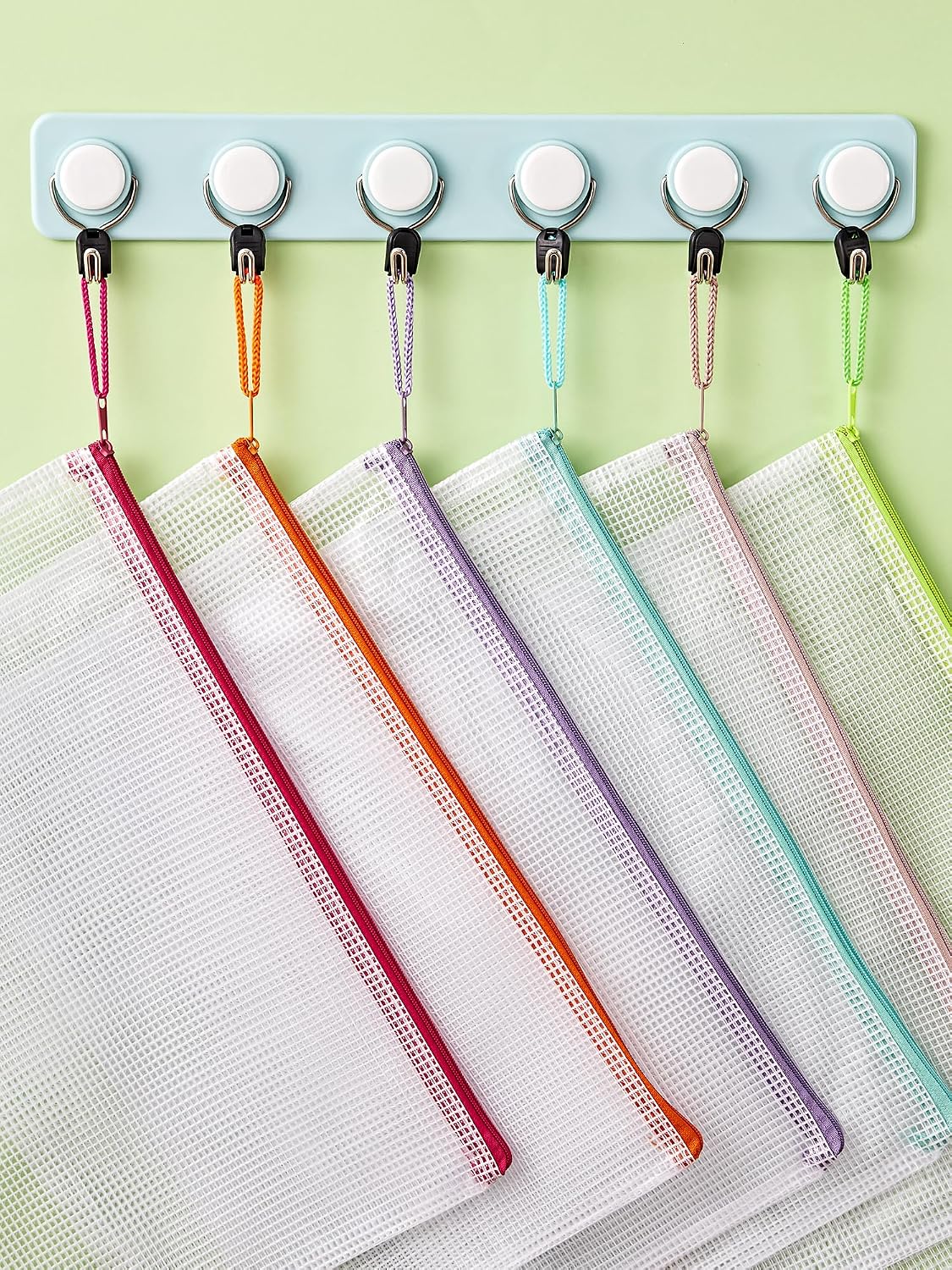 Detalle de JARLINK A4 Mesh Zipper Pouches, 20-Pack, PVC, 10 Colors