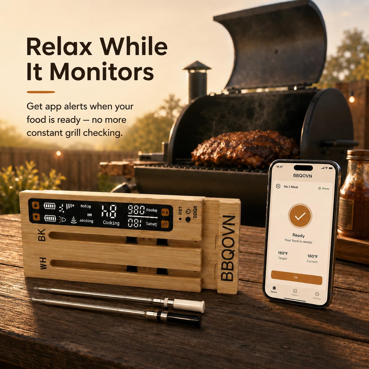 Thumbnail 1 de BBQOVN WiFi Sub-1G Wireless Meat Thermometer with 7 NIST-Certified Sensors