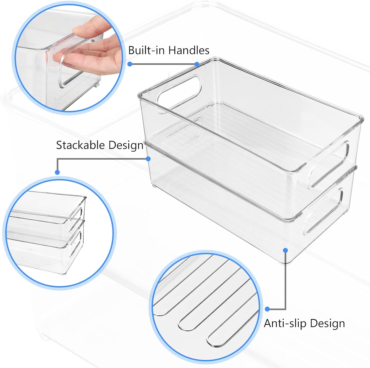 Detalle 2 de Diwoker stapelbare Kühlschrank-Organizer im 6er Set (transparent, PET, BPA-frei)