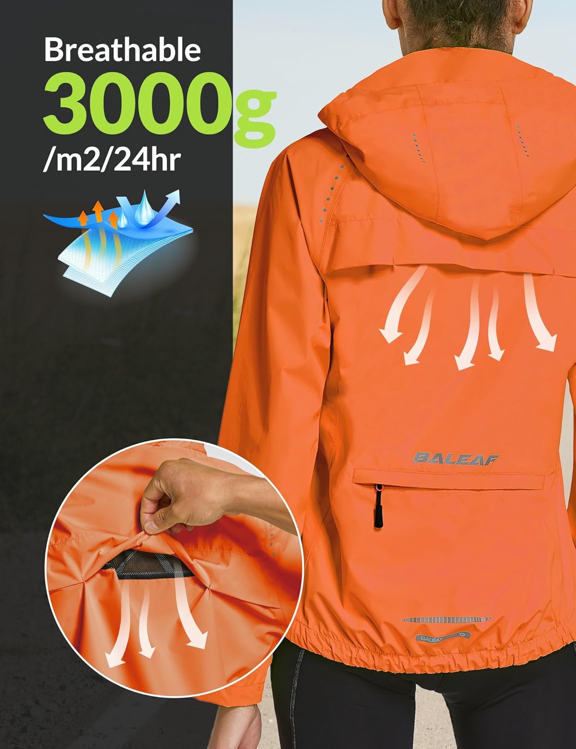 Thumbnail 4 de baleaf Damen Fahrradjacke Regenjacke wasserdicht & atmungsaktiv – leichte Windbreaker für Outdoor, Rad & Wandern