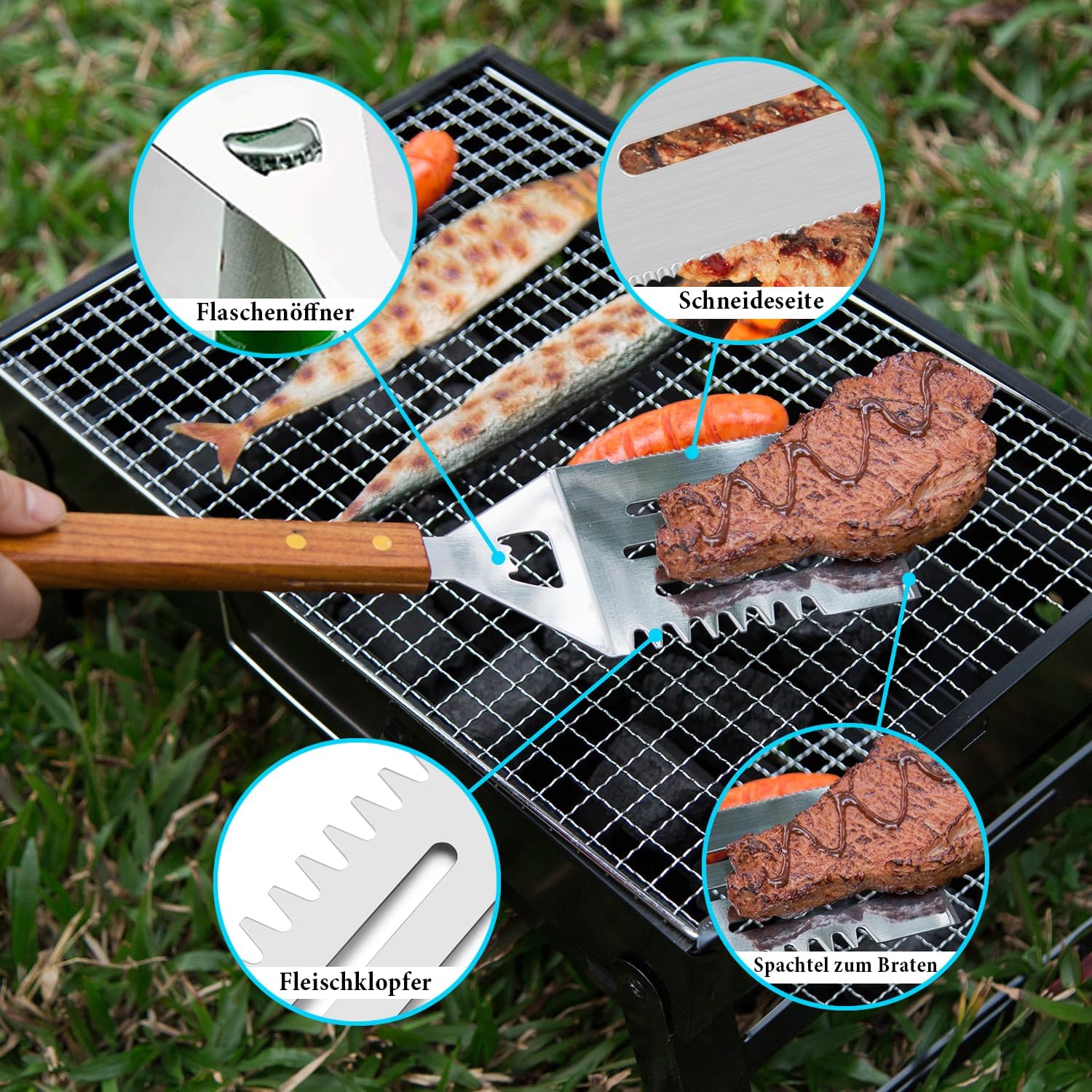 Thumbnail 3 de IMAGE 4-teiliges BBQ-Grillzubehör-Set aus Edelstahl mit Tragetasche