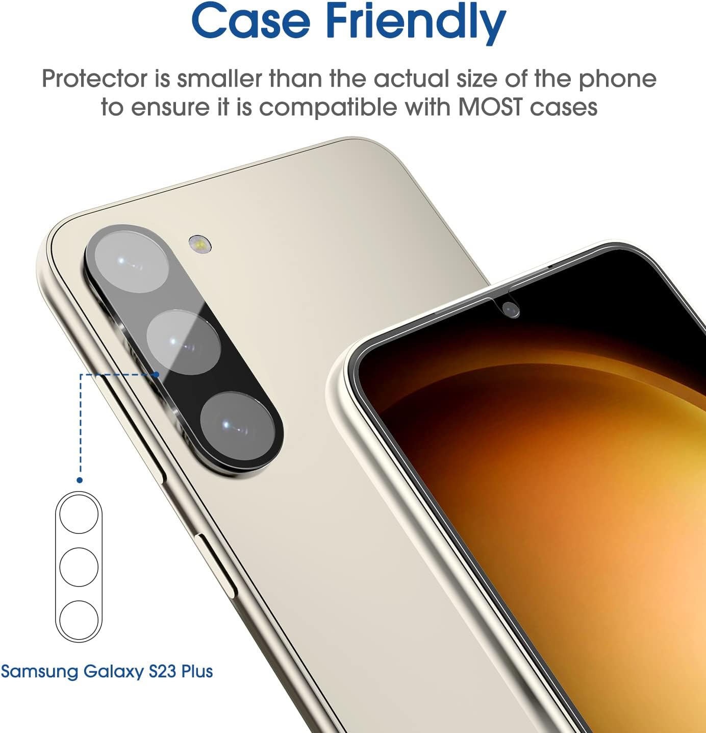 Thumbnail 4 de amFilm 2 Pack OneTouch Tempered Glass Screen Protector for Samsung Galaxy S23 Plus 5G (6.6")