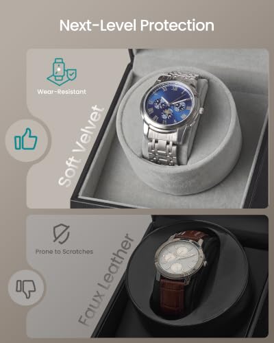 Detalle 2 de SONGMICS Automatic Watch Winder Box with Quiet Motor, Lock and LED Light