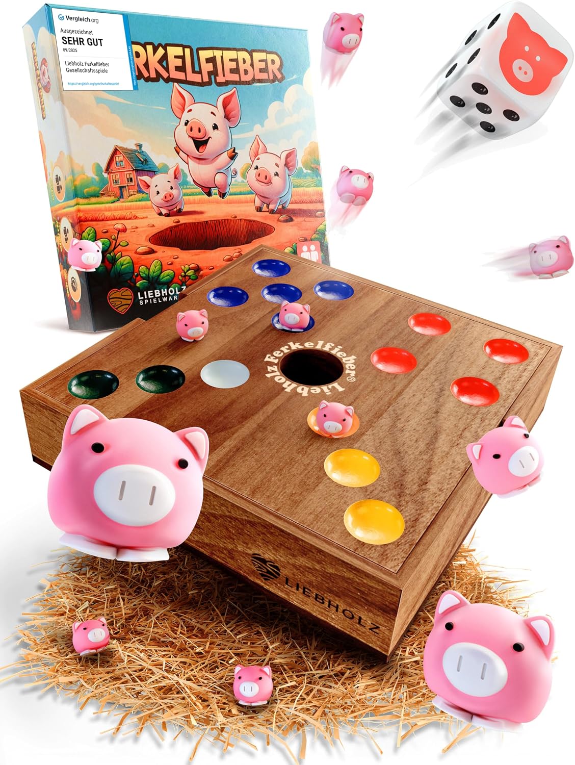 Detalle de LIEBHOLZ Original Big Hole Ferkelfieber Brettspiel für Kinder