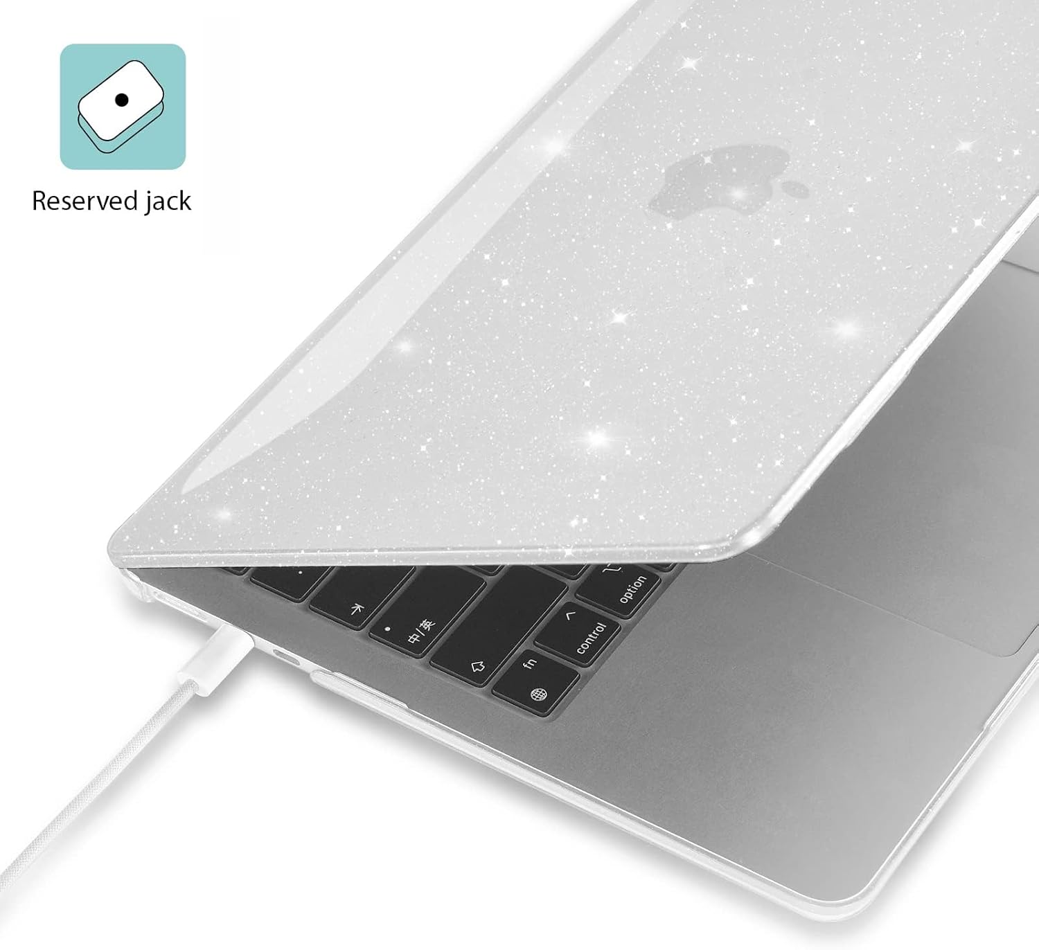 Detalle de EooCoo Hülle für MacBook Air 15 (15,3 Zoll) mit Touch ID – ultradünne Hartschale Case „Glitzer Klar“