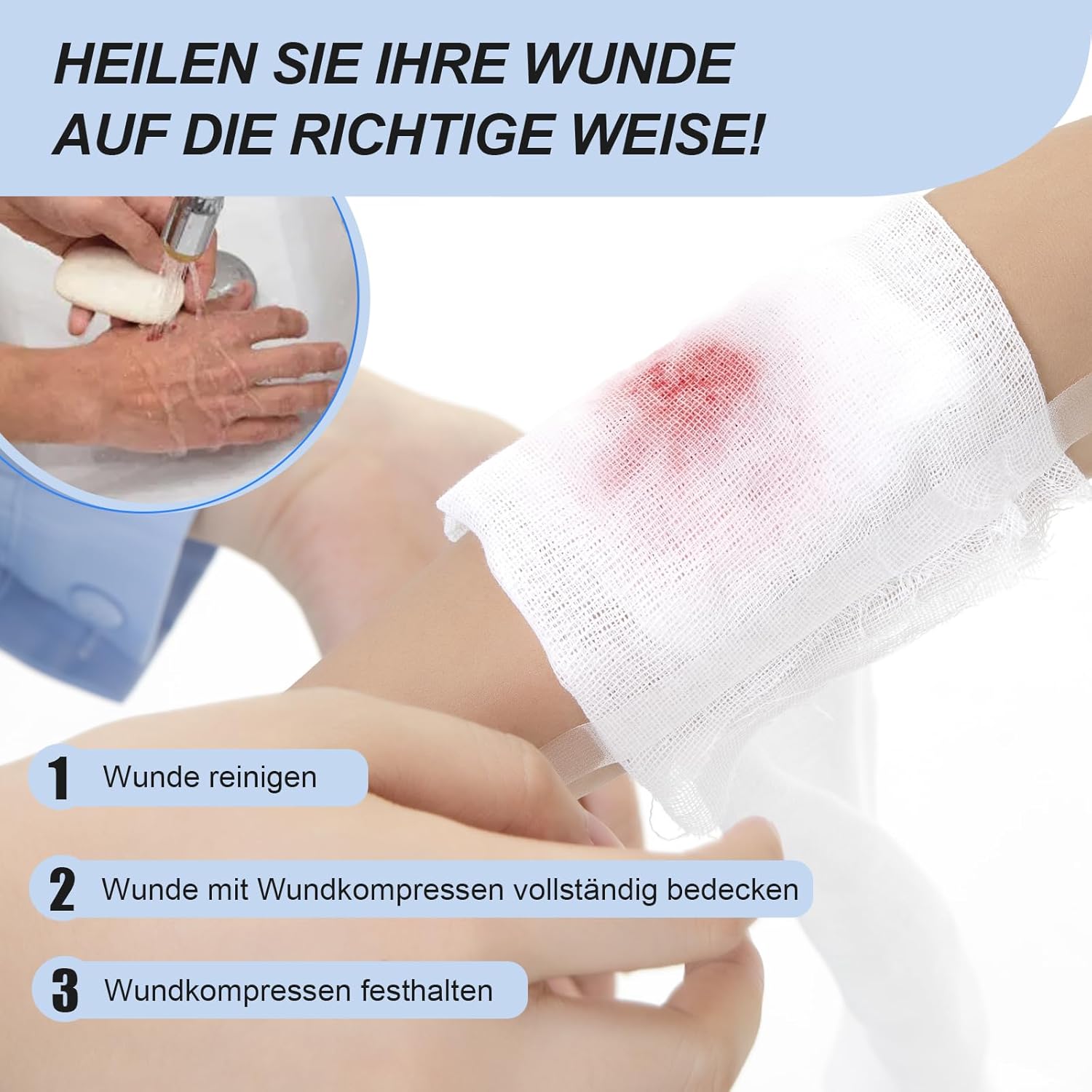 Thumbnail 5 de HansaGT Medical sterile Wundkompressen 10x10 cm, 50 Stück (8-lagig, STERIL)