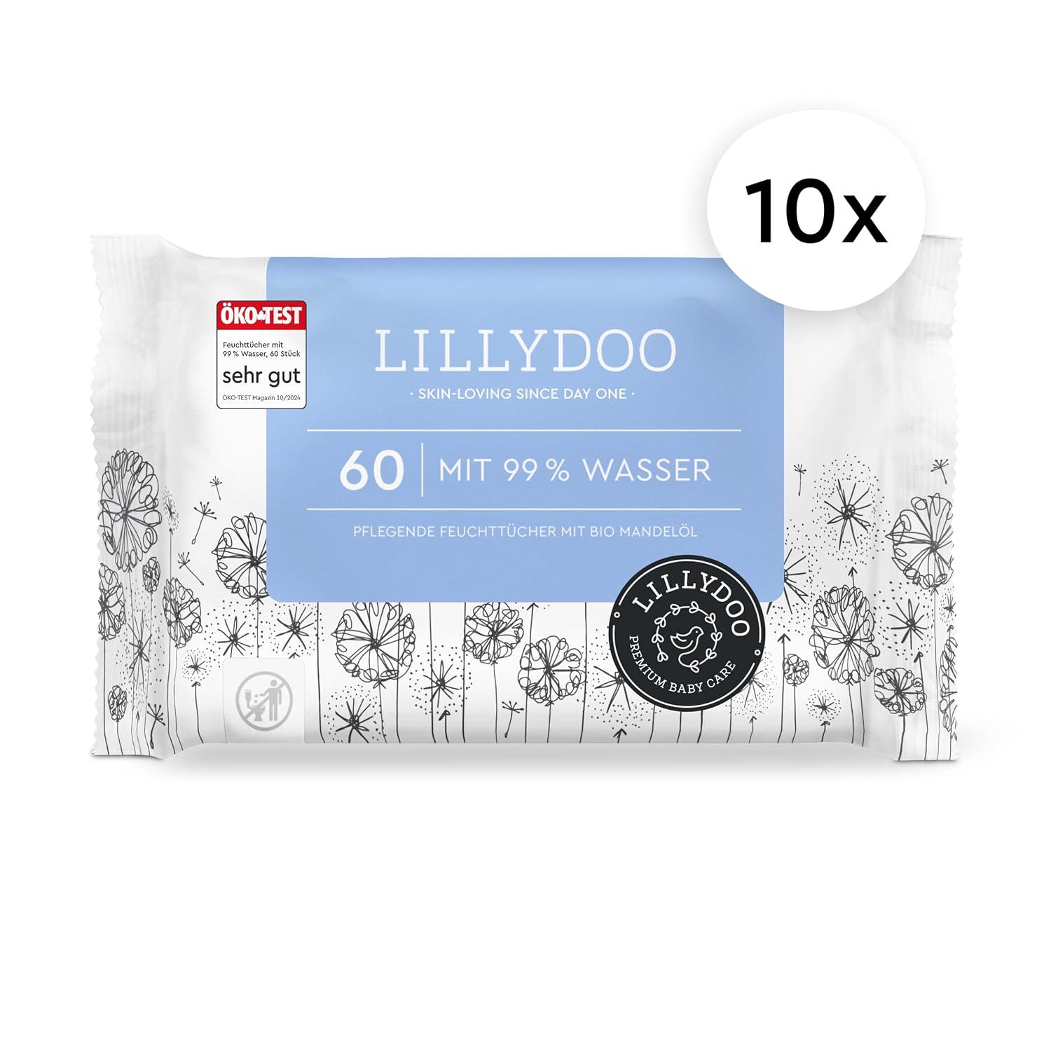 Thumbnail 1 de LILLYDOO Feuchttücher 99% Wasser, 600 Stück – 100% plastikfrei, ohne Parfüm