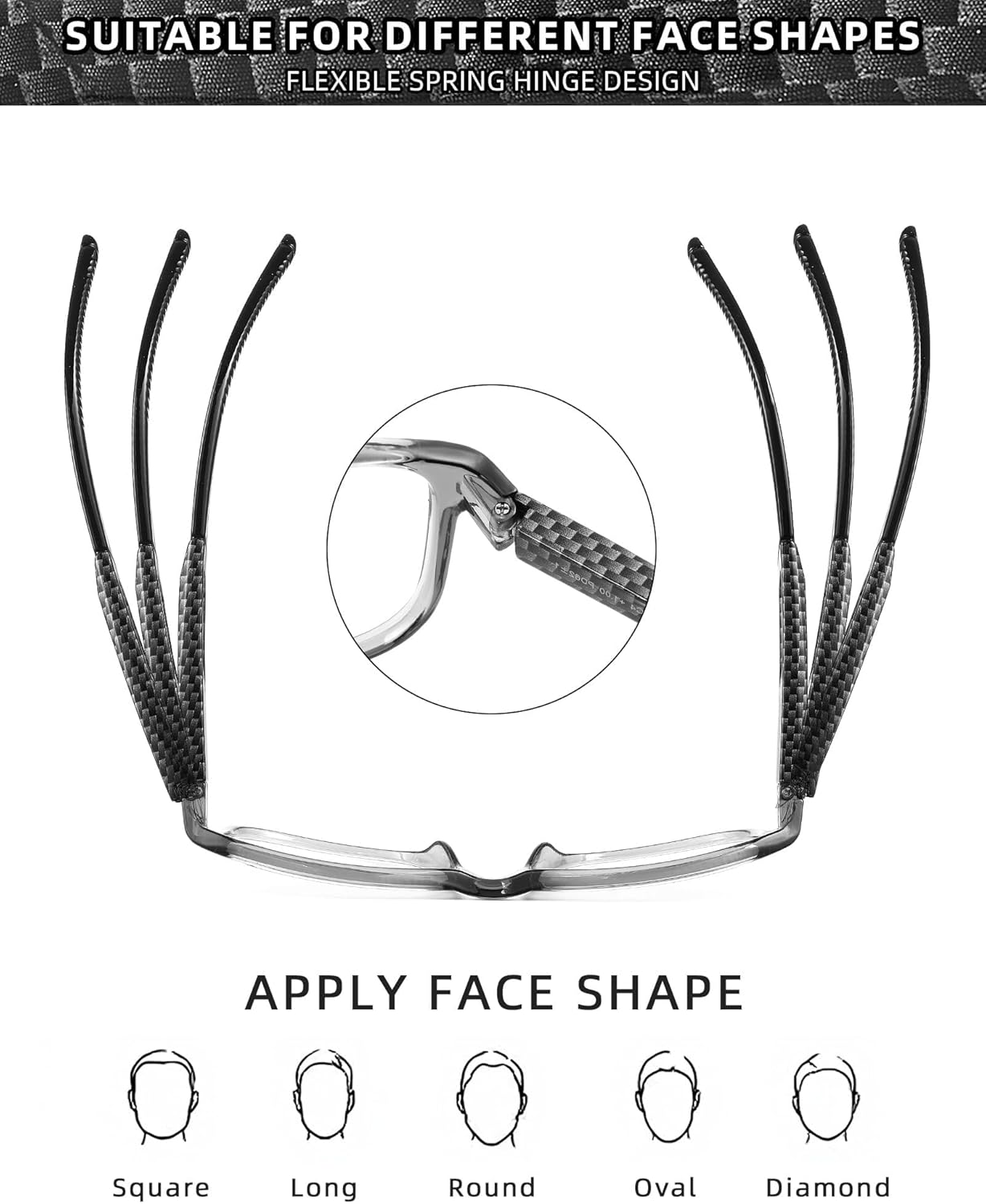 Thumbnail 4 de JM Men’s Spring Hinge Rectangular Blue Light Reading Glasses (4 Pack) with UV400