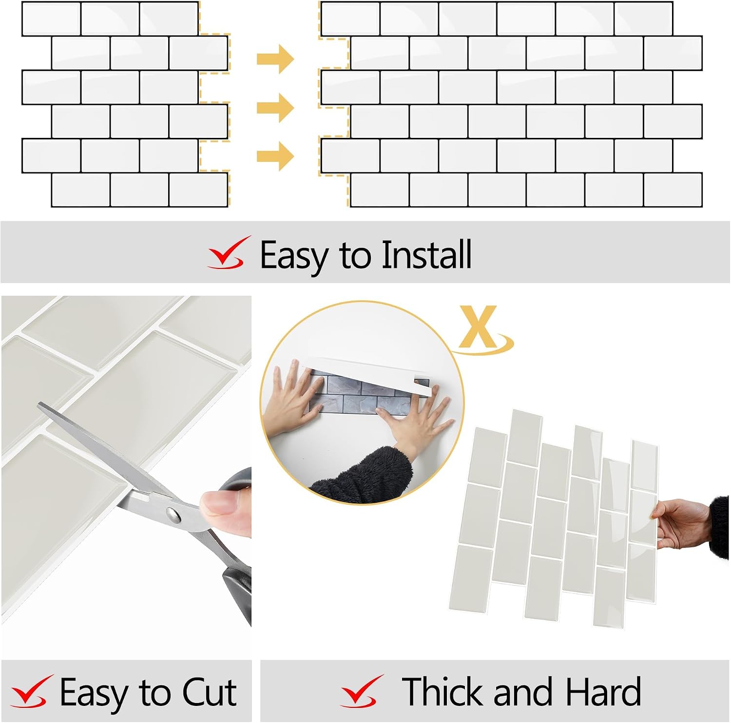 Detalle de Yoillione Upgrade Thicker Peel and Stick Tiles 12x12 10 Sheets
