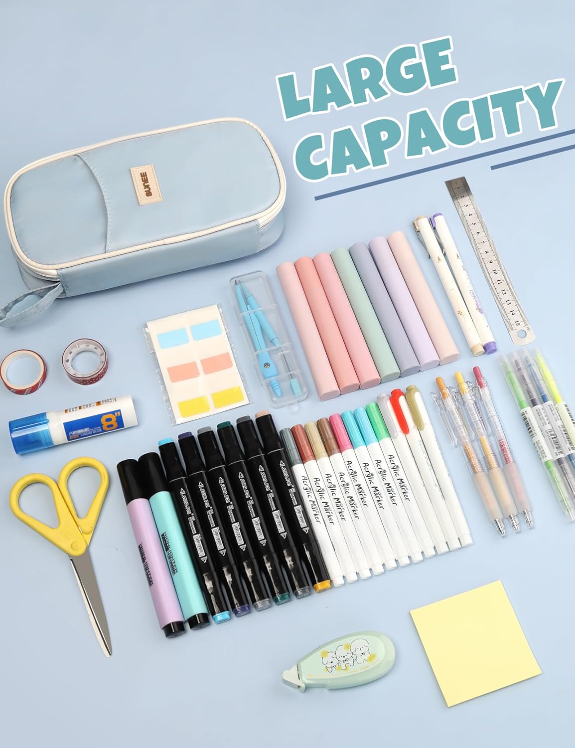 Thumbnail 6 de SUNEE Large Capacity Pencil Case with Compartments and Handle (Blue)
