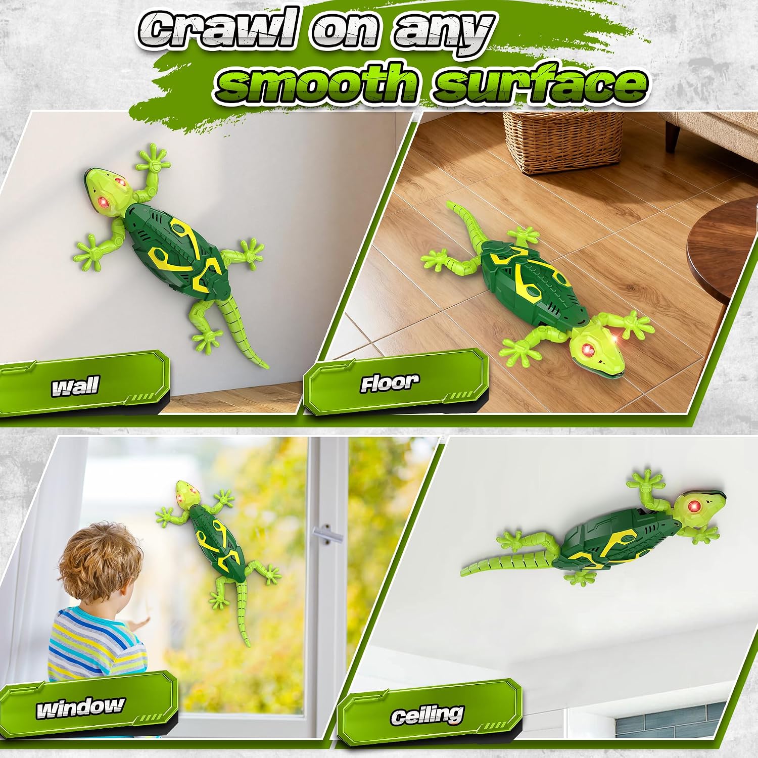 Detalle de Rcfunkid SM51S Wall-Climbing Gecko Toy, Rechargeable RC with LED Eyes