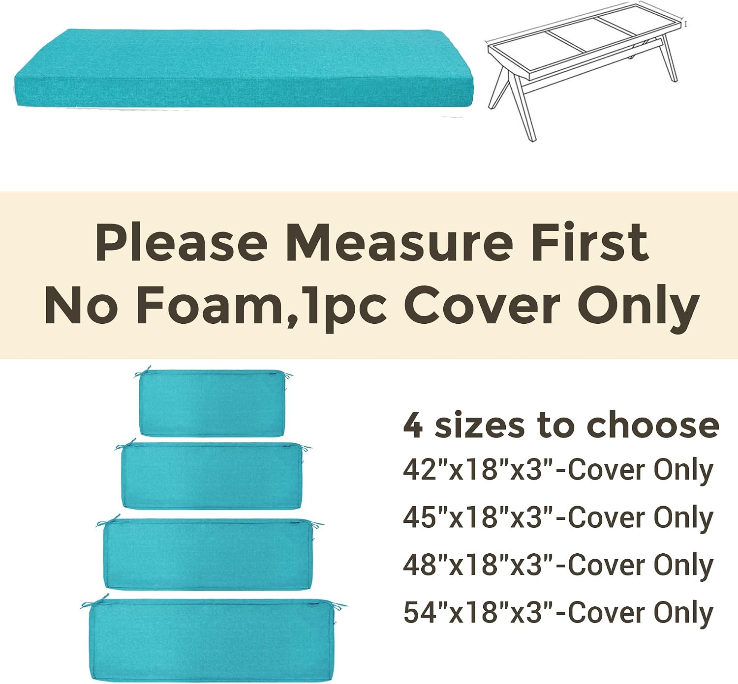 Detalle 2 de FUNHOME Outdoor Bench Cushion Cover Polyester