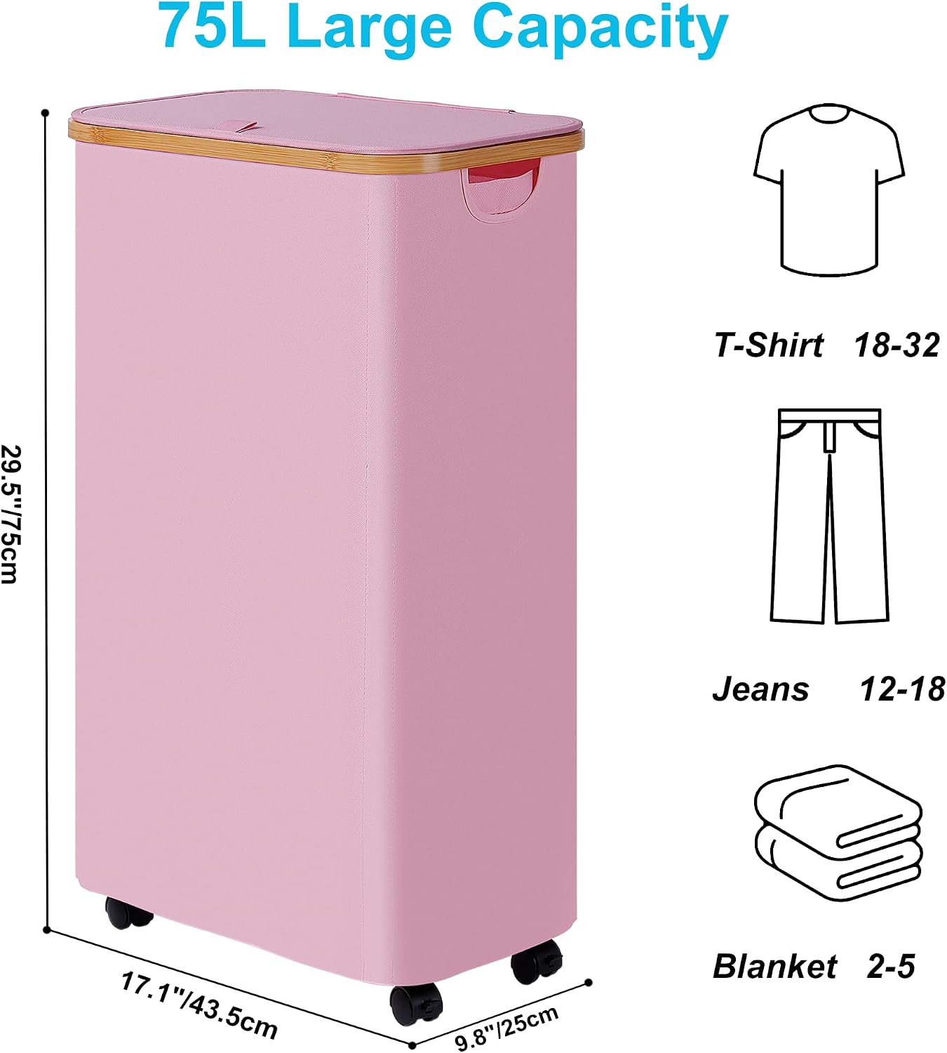 Thumbnail 5 de efluky Slim Laundry Basket, 75L