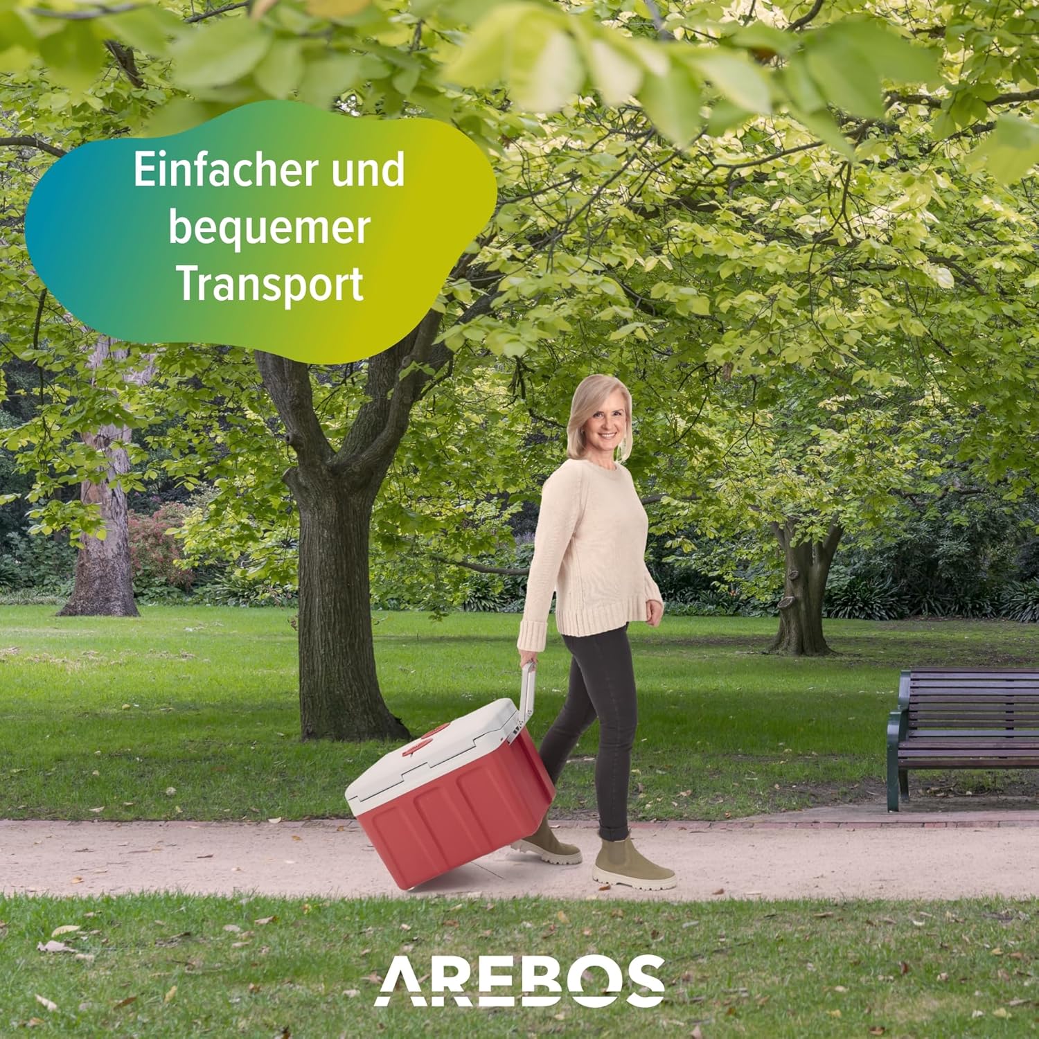 Detalle de Arebos 40 Liter Kühlbox: mobiler Kühlschrank für Auto & Steckdose