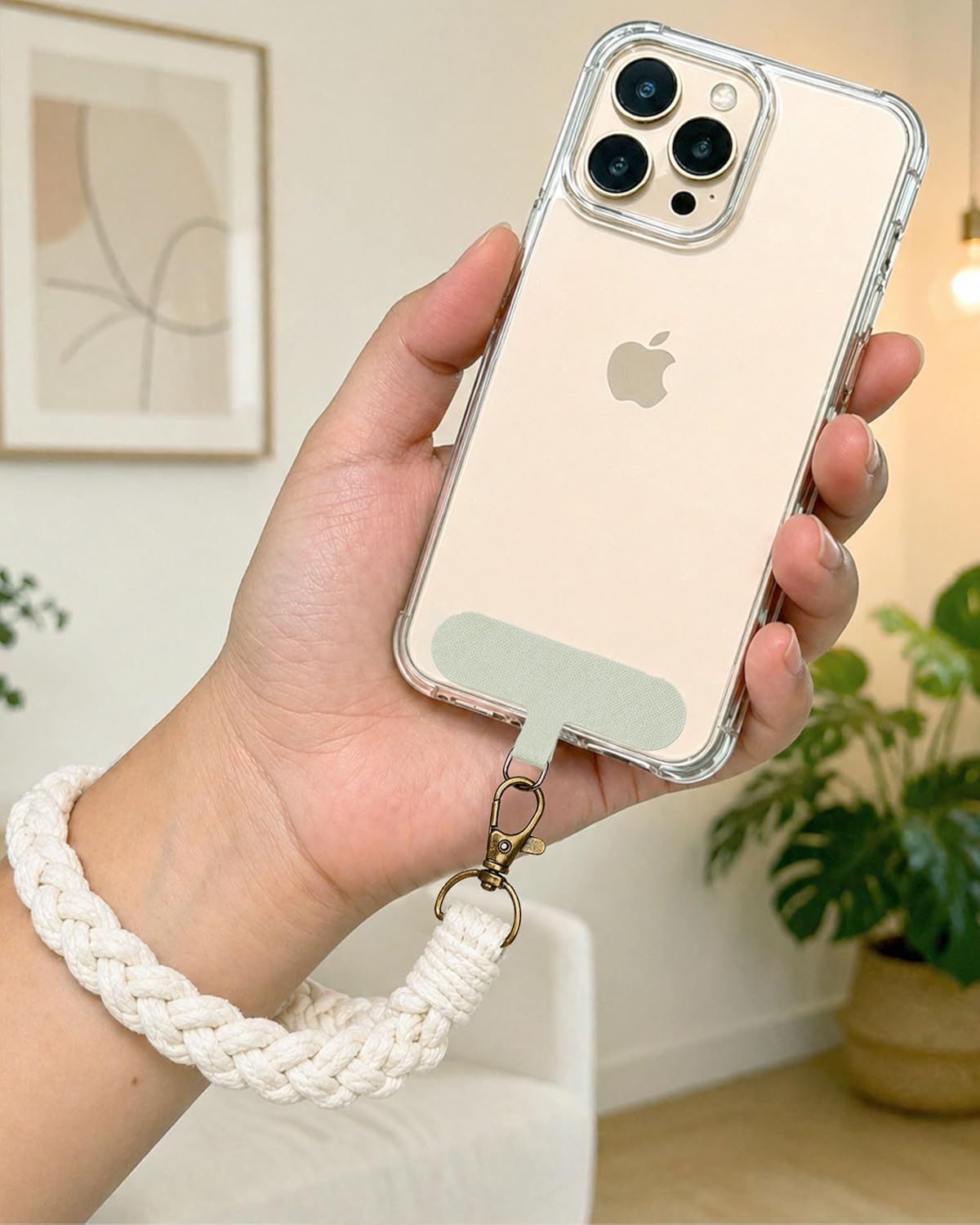 Detalle 2 de Artisoul Handykette Universal – Makramee Handband 2-in-1, kompatibel mit allen Smartphones