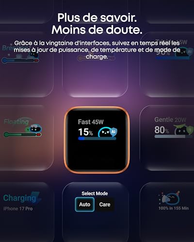 Detalle de Anker Nano Chargeur USB C à Écran Intelligent 45W Nano – Charge rapide et énergie adaptée