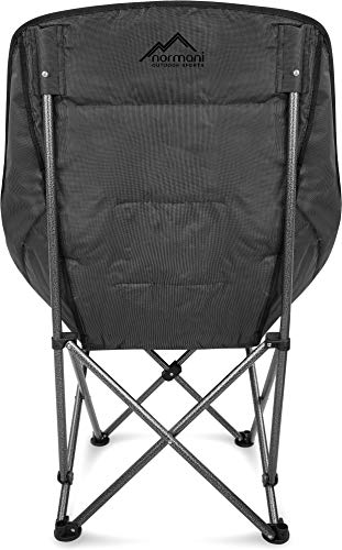 Detalle de normani Faltbarer Campingstuhl inkl. Tragetasche – gepolsterter Moonchair bis 150 kg, Grau