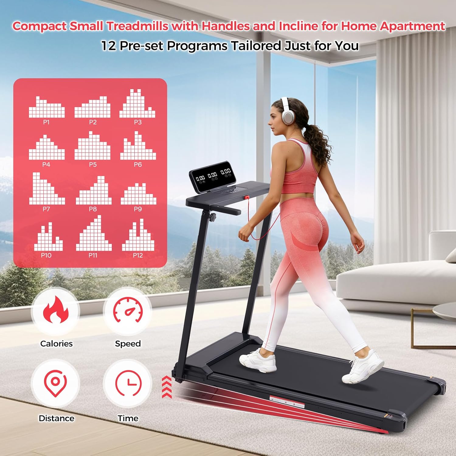 Detalle 2 de Kassadin 380AM-61L Folding Walking Pad Treadmill with Handle Bar, 3.5HP