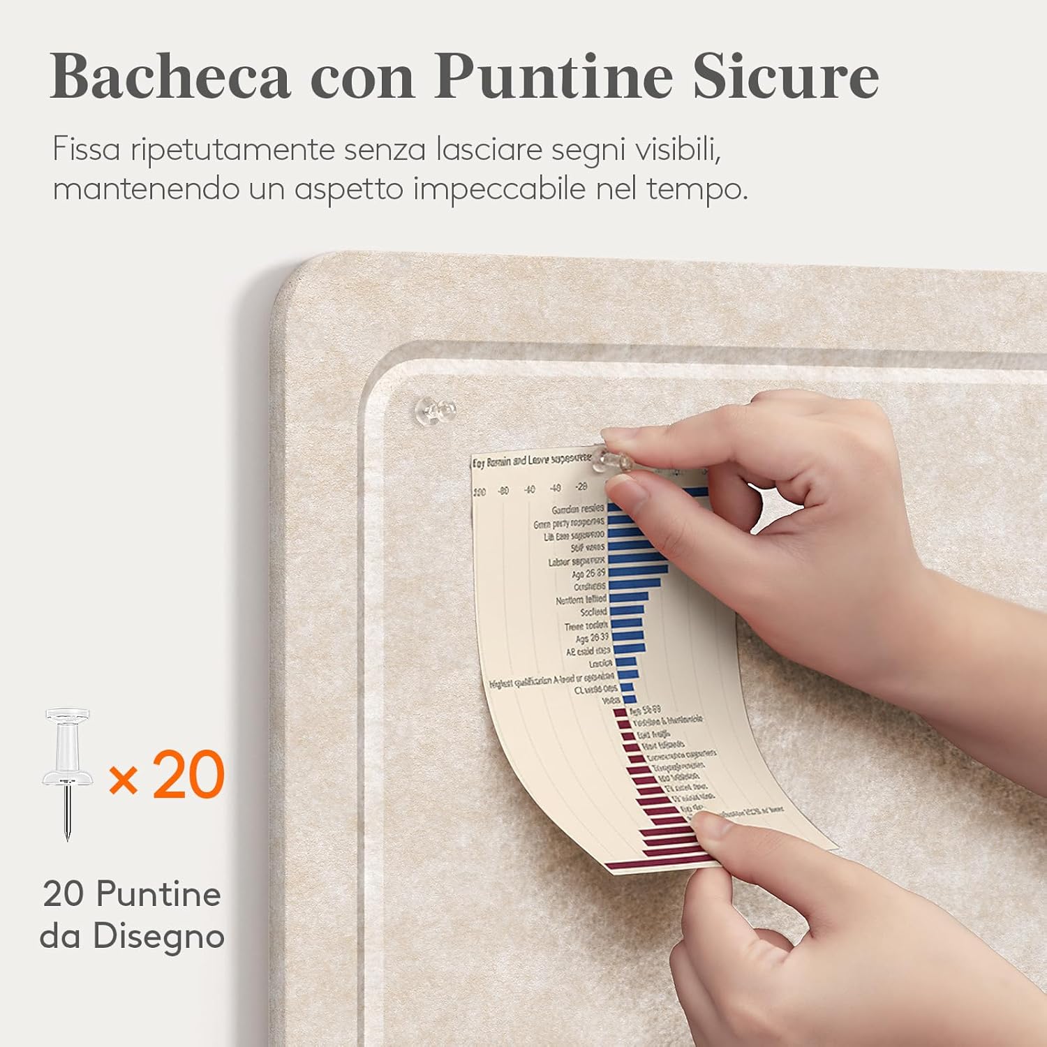 Thumbnail 1 de Lifewit bacheca in feltro pieghevole adesiva 57 x 37,5 cm (beige avena) con 20 puntine