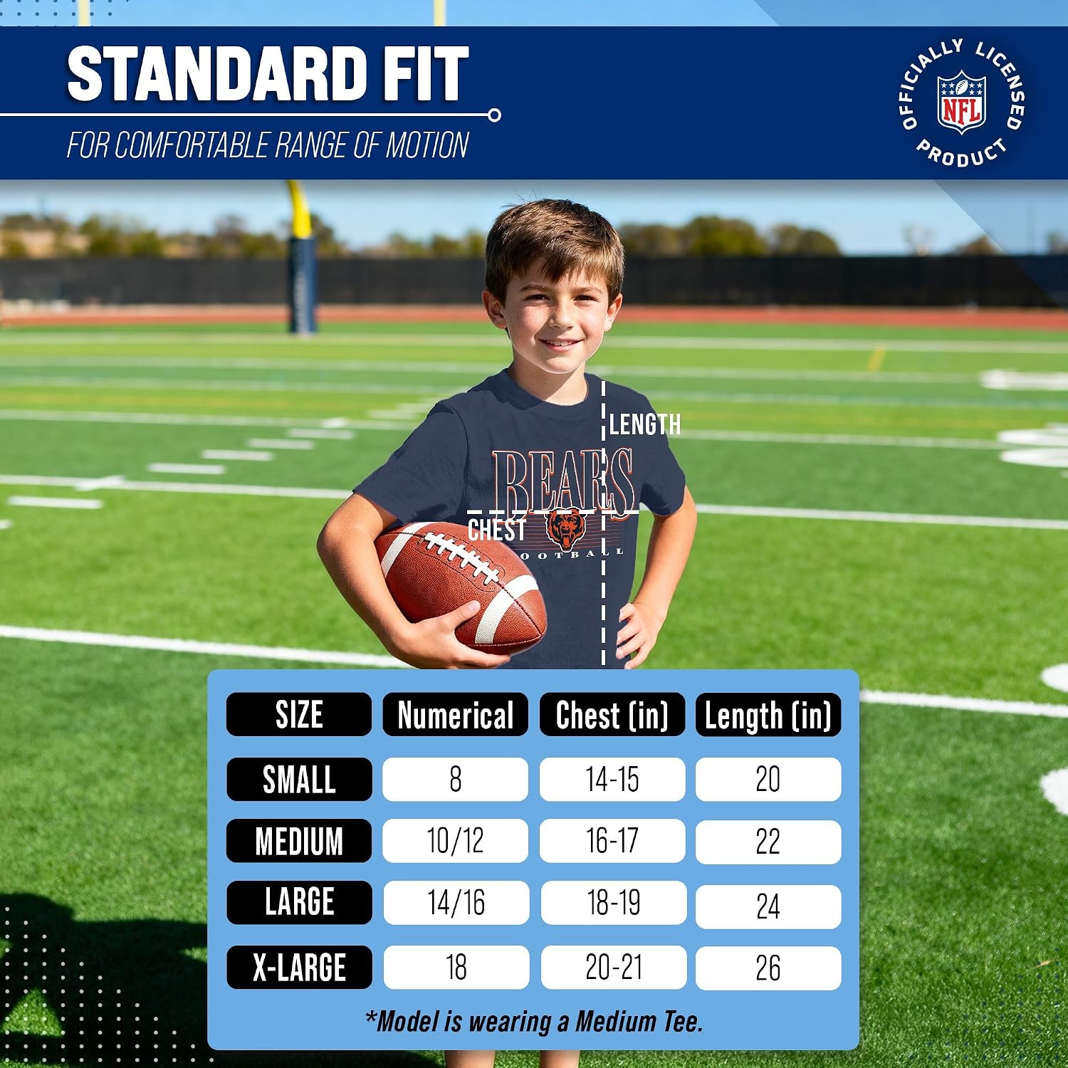 Detalle de NFL Youth T-Shirt, 100% Ring-Spun Cotton