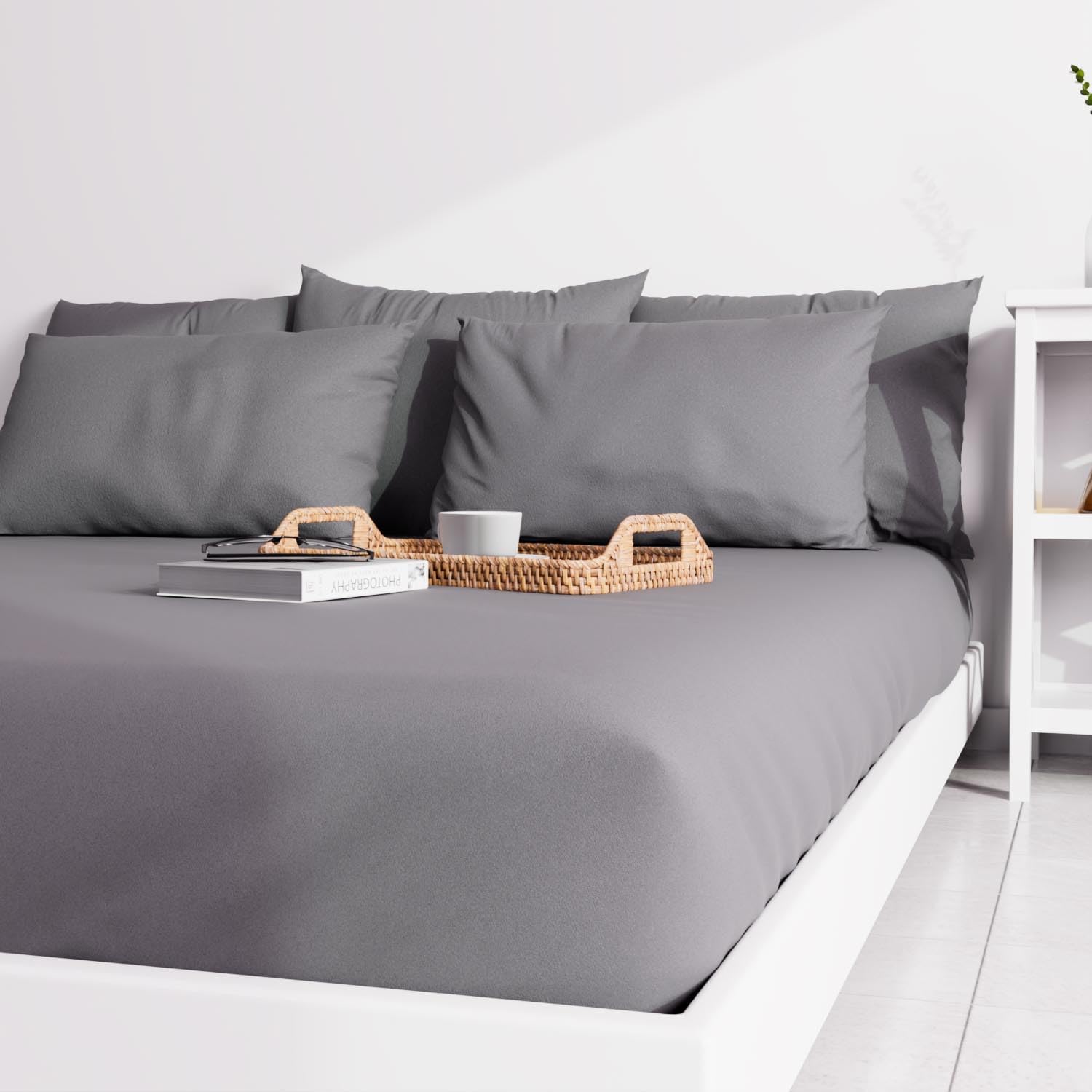 Thumbnail 4 de Soleil d'ocre – Ensemble Couette et Parure 7 Pièces Boheme Gris pour lit 160x200 cm
