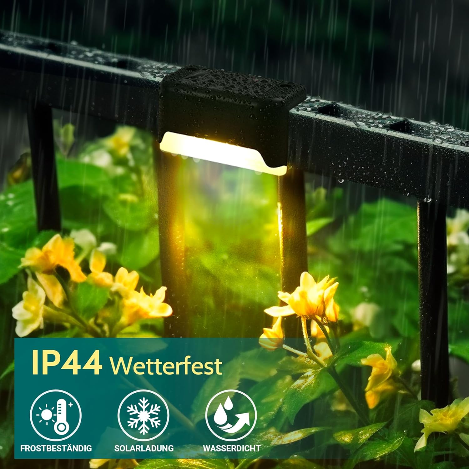 Thumbnail 2 de Solpex Solarleuchten für außen – 12er-Set Schwarz LED Garten-/Treppenlicht warmweiß, wasserdicht