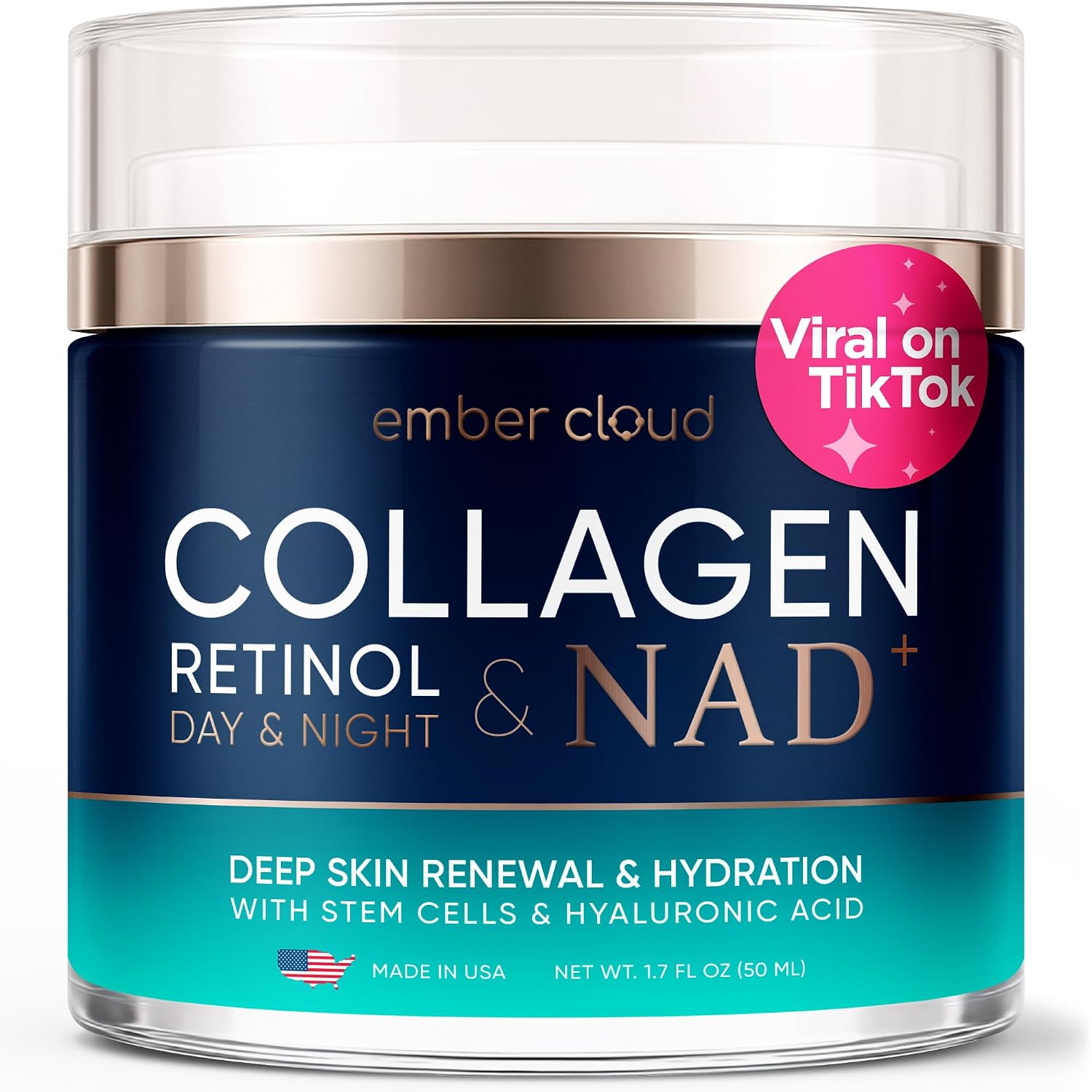 Detalle de Collagen NAD+ Retinol, Niacinamide & Hyaluronic Acid Face Cream (Airless Pump) — Day & Night Anti-Aging Moisturizer, 1.7 oz