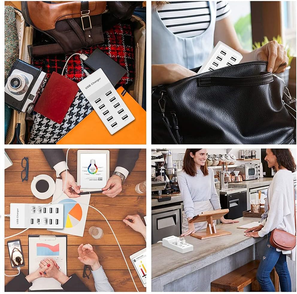 Thumbnail 6 de 10-Port USB Wall Charger Station with Auto-Detect 🔌