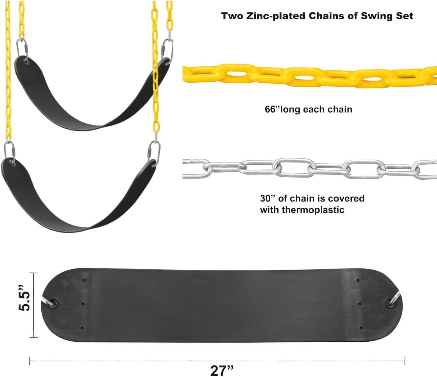 Thumbnail 3 de ABUSA Heavy Duty Swing Sets Brackets Kit with A-Frame Brackets, Swing Seats, Hangers & Hardware (B007)