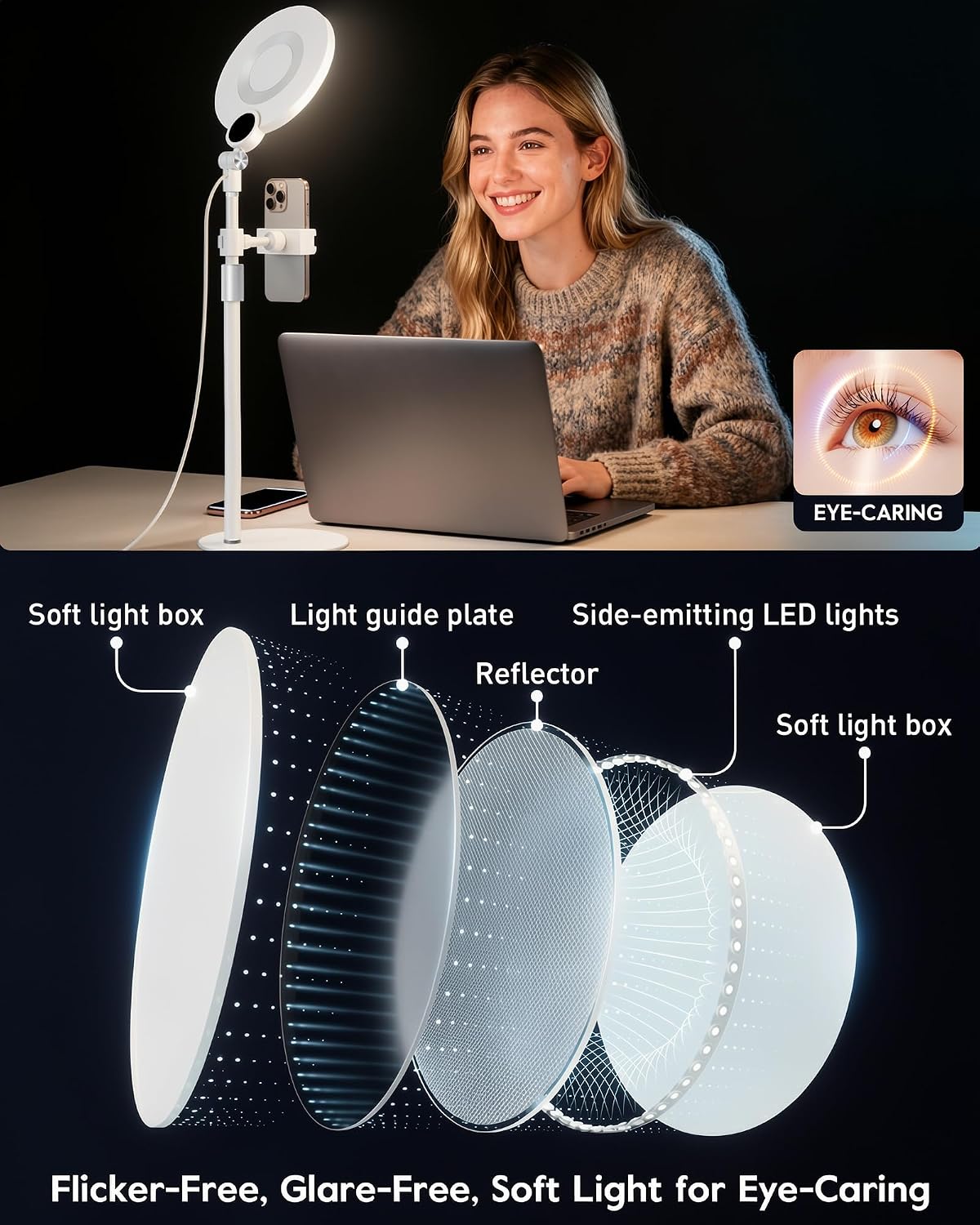 Thumbnail 3 de Yarrashop F626 7-Inch Desk Ring Light, 30 Modes, USB-Powered