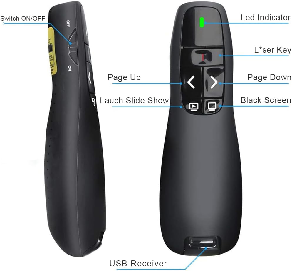 Thumbnail 6 de VOVIGGOL USB/Tipo-C 2 in 1 puntatore presentatore wireless ricaricabile con telecomando slide